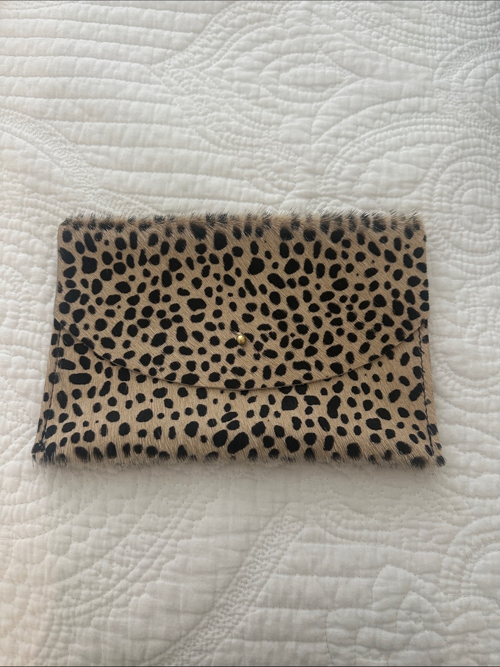 Leopard Print Haircalf Card Holder - Tan & Black
